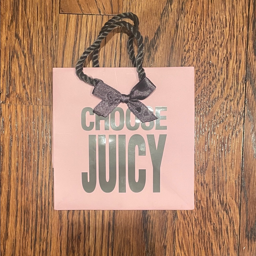 Juicy Couture Mini Pink Shopping Bag with Black Bow